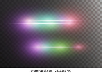 A set of magical light highlights and effects. On a transparent background.