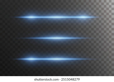 A set of magical light highlights and effects. Neon line flash. On a transparent background.