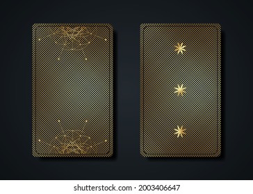 Set magical tarot cards, gold magic occult sacred geometry sign, esoteric boho spiritual symbols, Flower of Life. Luxury Seed of life sacred mandala. Vector collection golden luxury background