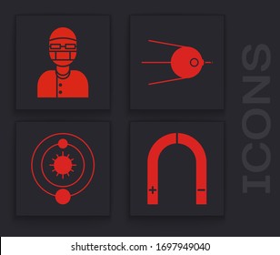 Set Magnet, Assistant, Satellite and Solar system icon. Vector