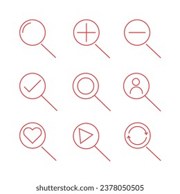Set Magnifier, search  Related Line Icons.