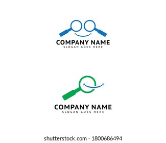 Diseño de plantilla de vectores con logotipo de ampliación y sonrisa