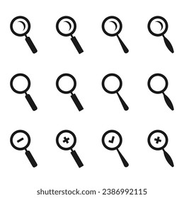 set of magnify glass icon vector illustration isolated on white background.