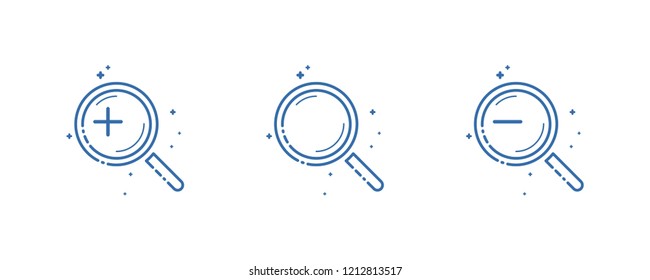 Set of magnifying glass icon. Vector illustration Flat linear design.