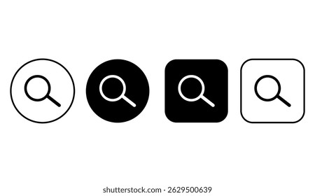 Set of magnifying glass icons buttons for web design.  Magnifier or loupe signs. Search symbols
