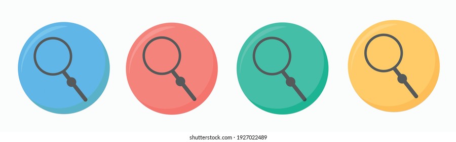 Set of magnifying glass icons on on colourful backgrounds. Magnifier sign loop set. Search icon Concept for finding people for work.