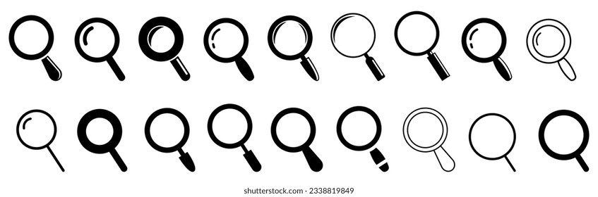 Set of Magnifying glass icon.Seach icons set.Web icons.