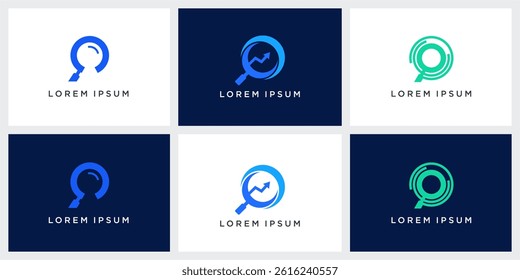 Set of magnifying glass logo design