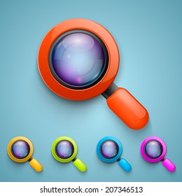 Set of magnifying glass. Vector