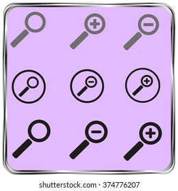 set magnifying glass zoom icons