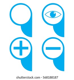 Set of Magnifying glasses in flat style on the white background. Vector.