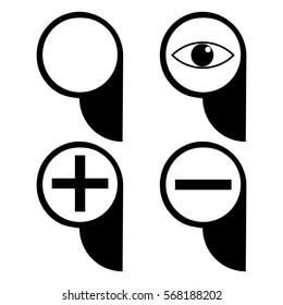 Set of Magnifying glasses in flat style on the white background. Vector.