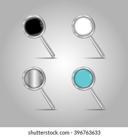 a set of magnifying glasses on a gray background