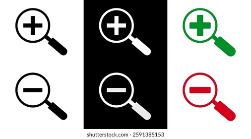 Set of magnifying icon on white background.