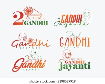 
set of mahatma gandhi jayanti text with indian tricolor