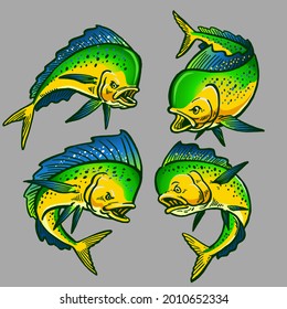 Sammlung von Mahi-Mahi-Gamefish-Bundle