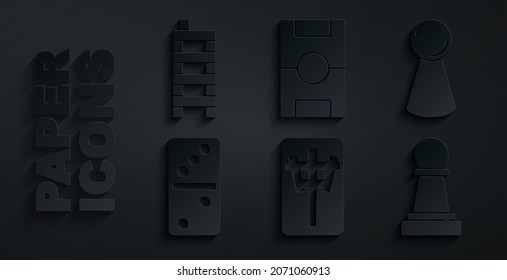 Set Mahjong pieces, Chip for board game, Domino, Chess, Hockey table and  icon. Vector