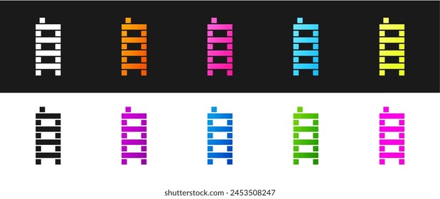 Set Mahjong pieces icon isolated on black and white background. Chinese mahjong red dragon game emoji.  Vector