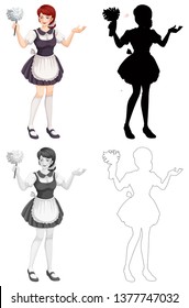 Conjunto de ilustraciones de caracteres de la criada