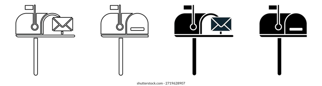 Set of mail box icon vector for postal services. Ideal for illustrating newsletters, delivery tracking, home addresses, and communication apps.