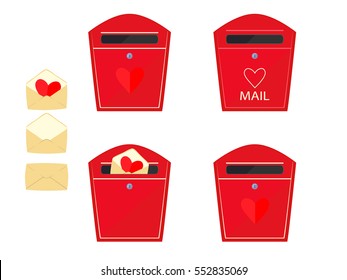 Set mail boxes with lover letter on Valentine day.