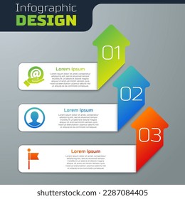 Set Mail and e-mail in hand, Create account screen and Location marker. Business infographic template. Vector