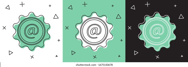 Set Mail and e-mail icon isolated on white and green, black background. Envelope symbol e-mail. Email message sign.  Vector Illustration