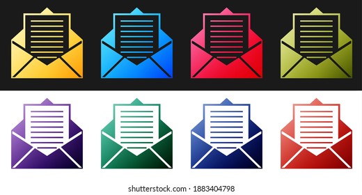 Set Mail and e-mail icon isolated on black and white background. Envelope symbol e-mail. Email message sign. Vector.