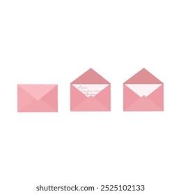 Conjunto de ícone de envelope de email em estilo 3d. Montagem de envelope dobrado e desdobrado. Correio e correio eletrônico. Ilustração vetorial de mensagem de e-mail em fundo branco isolado transparente. mensagem escrita. Ícones de vetor