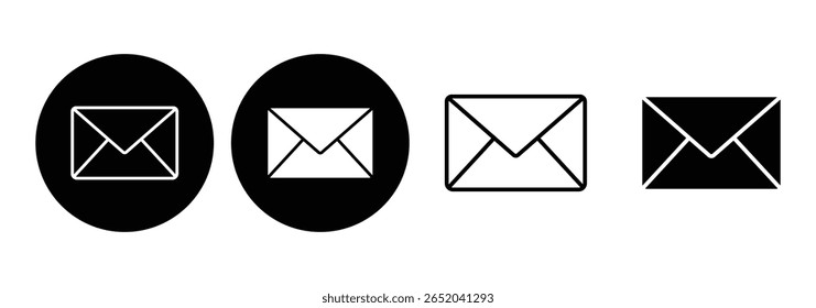 Set of mail envelope icon. Mail symbol collection. E-mail icon, sign of an incoming unopened message. Vector illustration. 