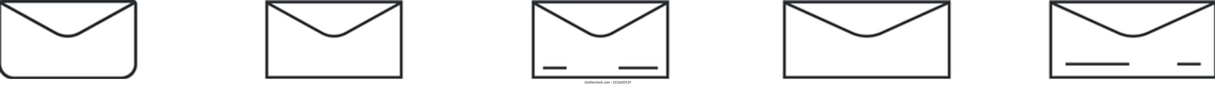 Conjunto de iconos de sobre de correo. Iconos redondos de línea de mensajes para web e impresión aislados en fondo blanco.