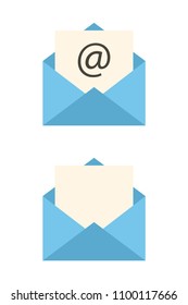 Set of mail icon or envelope icon on a light background for website design in flat style. Newsletter icon, message icon. Vector illustration, eps10