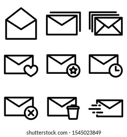 Set of Mail icon with trendy flat line style icon for web, logo, app, UI design. isolated on white background. vector illustration eps 10