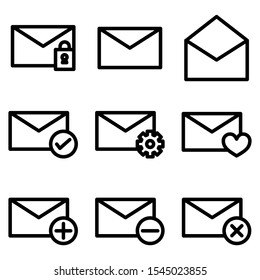 Set of Mail icon with trendy flat line style icon for web, logo, app, UI design. isolated on white background. vector illustration eps 10