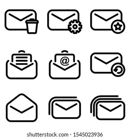 Set of Mail icon with trendy flat line style icon for web, logo, app, UI design. isolated on white background. vector illustration eps 10