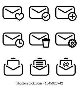 Set of Mail icon with trendy flat line style icon for web, logo, app, UI design. isolated on white background. vector illustration eps 10