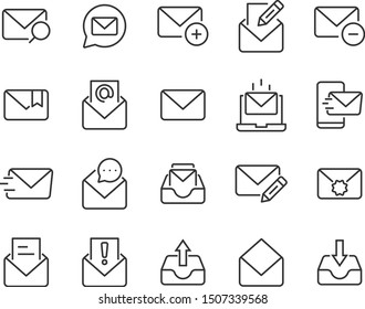 set of mail icons, mail box, email, send, contact