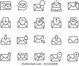 set of mail icons, mail box, email, send, contact