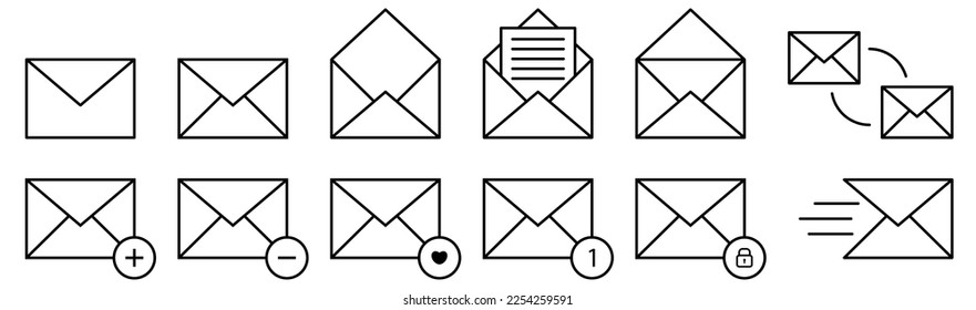 Set of mail icons. Email envelope collections. Vector illustration
