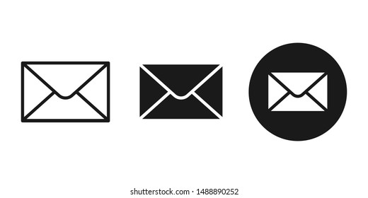Set of mail icons isolated on white background