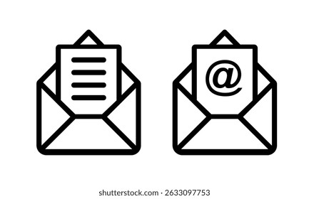 Set of mail icons on white background illustration vector.  Mail, message, envelope symbol