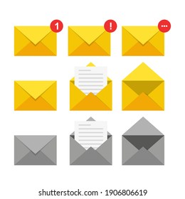 Conjunto de iconos de correo. ilustración vectorial en diseño plano