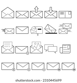 Set of Mail Line Icon. Email illustration Sign Collection. Envelope Symbol.
