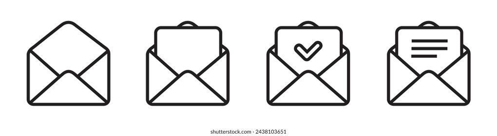 set mail, message, inbox icon flat isolated on white background