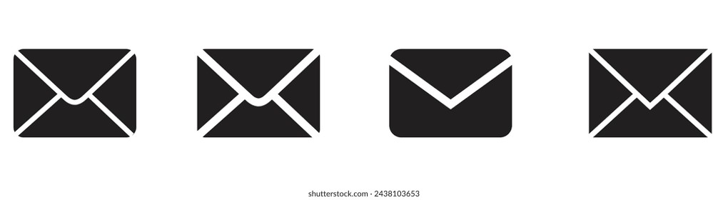 establecer correo, mensaje, bandeja de entrada icono plano aislado sobre fondo blanco