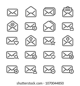 Set mail message line icon stock vector image eps 10
