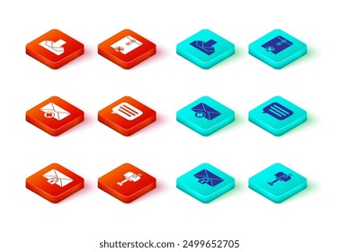 Set Mail message lock password, box, Received concept, Speech bubble chat, Delete envelope and Download inbox icon. Vector