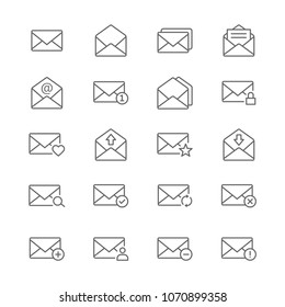 Set mail messages thin line icon
