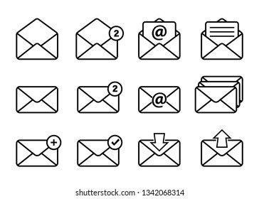 Set of Mail Vector Line Icons. Mail icons set