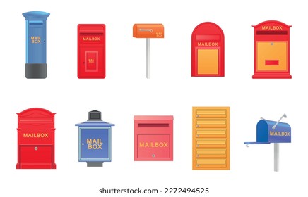 Set of mailboxes on white background
